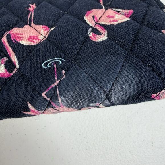 Vera Bradley Flamingo Fiesta Quilted Zip Around Wallet RFID Navy Pink Birds - Picture 7 of 14